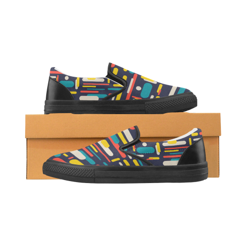 Colorful Rectangles Men's Slip-on Canvas Shoes (Model 019)