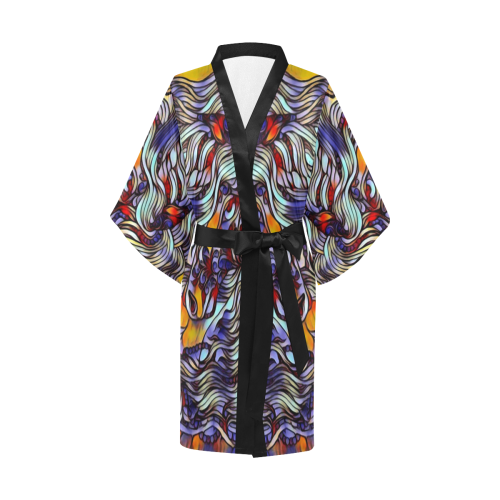 Cosmic Unicorn Silk Splash Art Kimono Robe