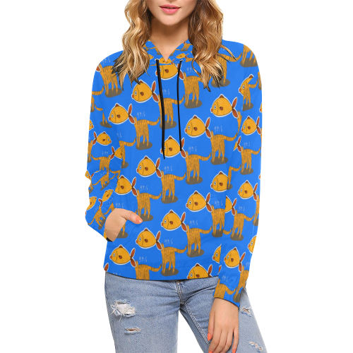 Fishes pattern All Over Print Hoodie for Women (USA Size) (Model H13)