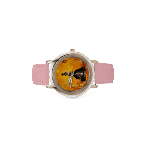 Fantasy women with carousel Women's Rose Gold Leather Strap Watch(Model 201)