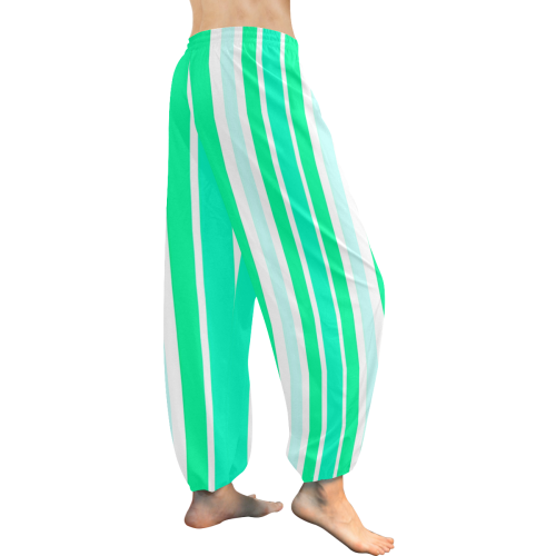 Summer Greens Stripes Women's All Over Print Harem Pants (Model L18)