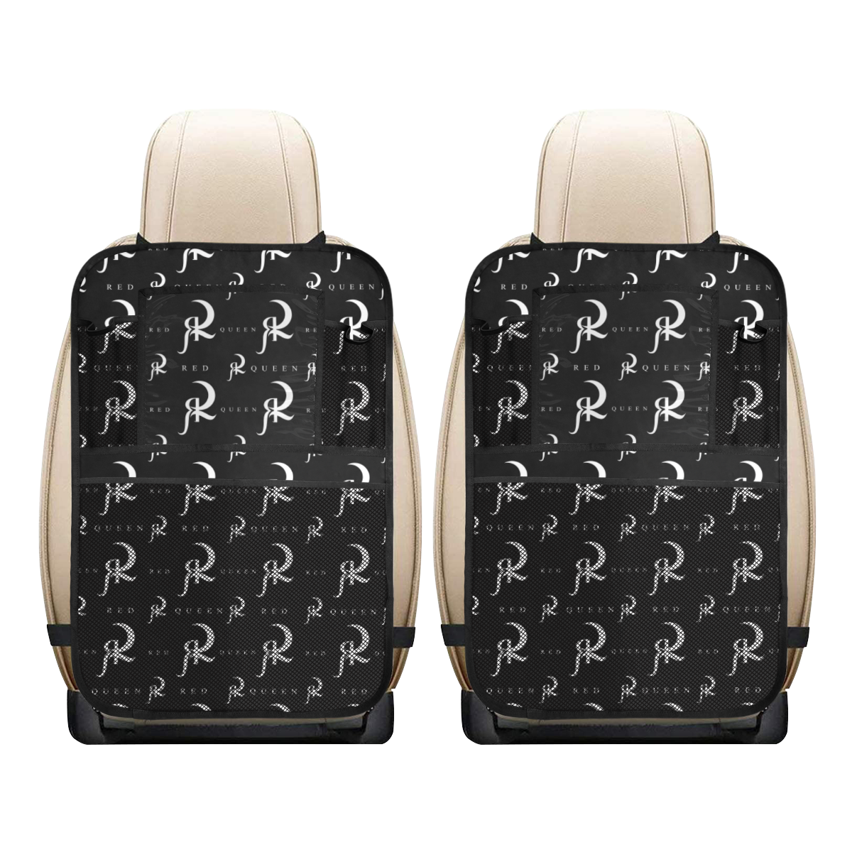 RED QUEEN WHITE & BLACK PATTERN ALL OVER Car Seat Back Organizer (2-Pack)
