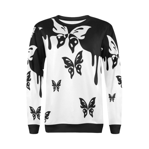 Animals Nature - Splashes Tattoos with Butterflies All Over Print Crewneck Sweatshirt for Women (Model H18)