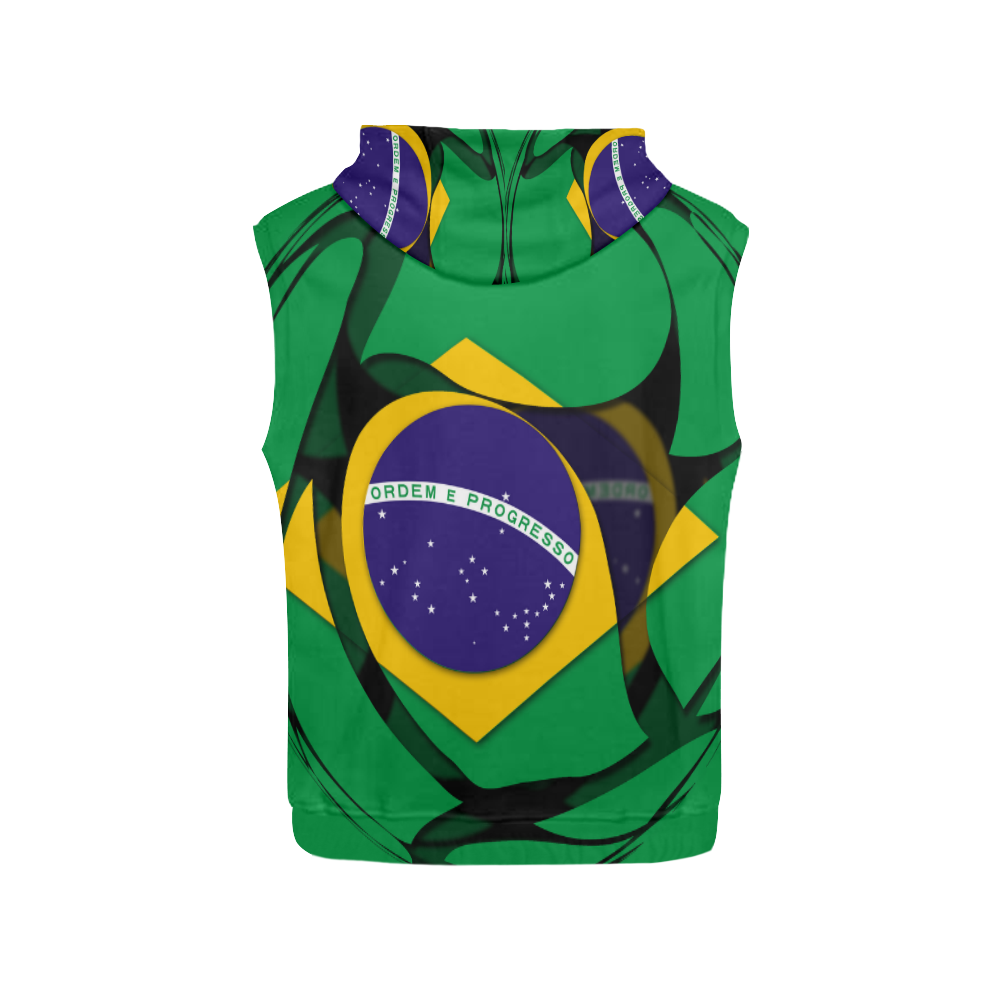 The Flag of Brazil All Over Print Sleeveless Hoodie for Men (Model H15)