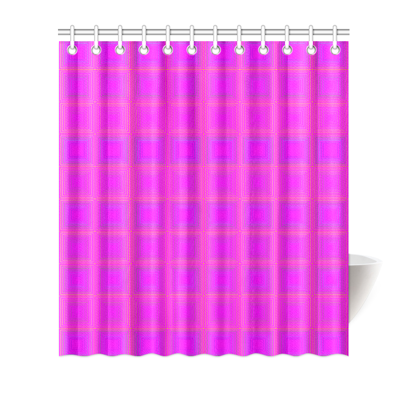 Pink golden multicolored multiple squares Shower Curtain 66"x72"