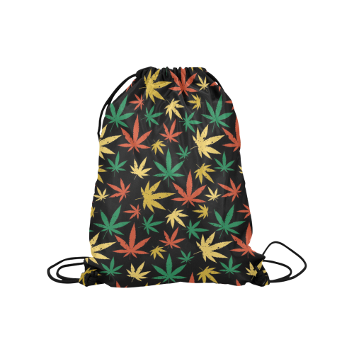 Cannabis Pattern Medium Drawstring Bag Model 1604 (Twin Sides) 13.8"(W) * 18.1"(H)