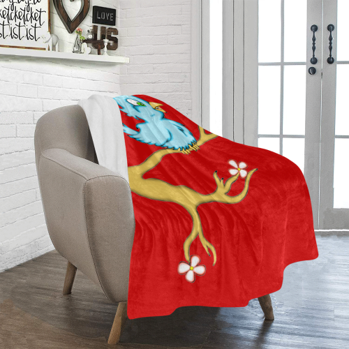 Springtime Bluebird Red Ultra-Soft Micro Fleece Blanket 40"x50"