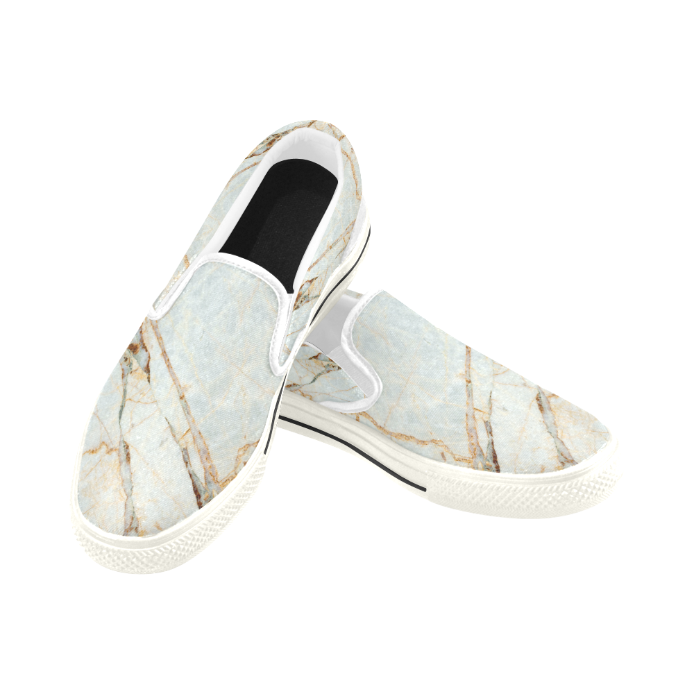 Marble Gold Pattern Women's Slip-on Canvas Shoes/Large Size (Model 019)