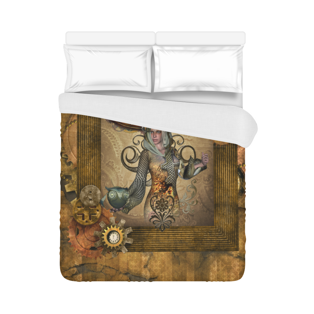 Steampunk lady with owl Duvet Cover 86"x70" ( All-over-print)