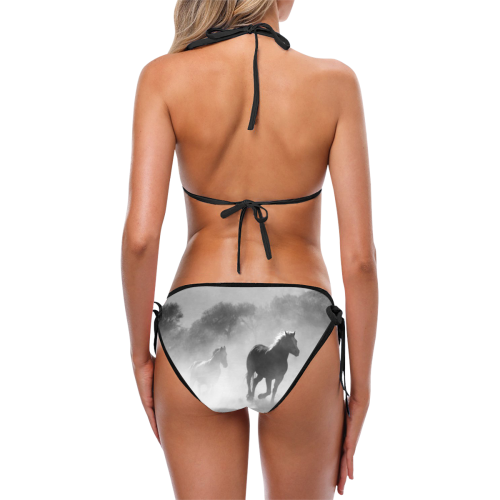 horse-herd-fog-nature-bikini Custom Bikini Swimsuit (Model S01)