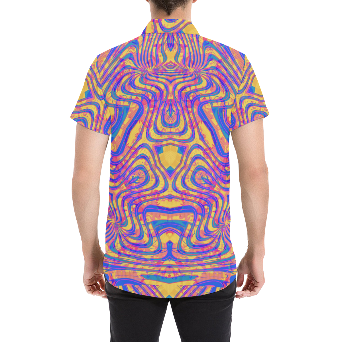 Psychedelic Slam Button Down Men's All Over Print Short Sleeve Shirt (Model T53)