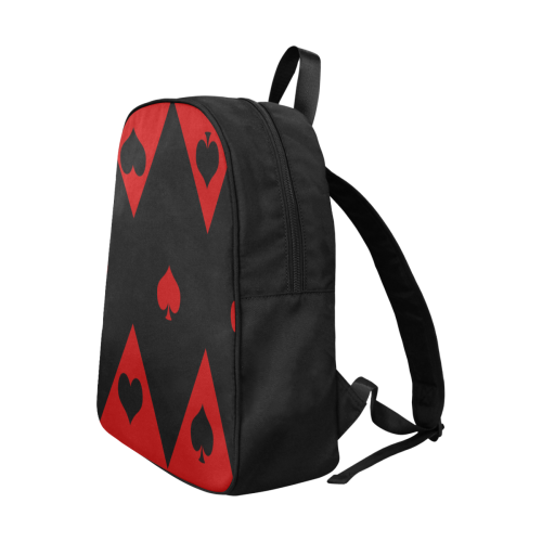 Las Vegas Black Red Play Card Shapes Fabric School Backpack (Model 1682) (Large)