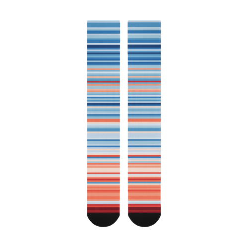 blue and coral stripe 2 Over-The-Calf Socks