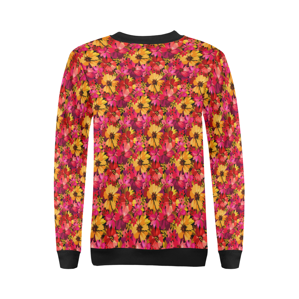 Flower Pattern All Over Print Crewneck Sweatshirt for Women (Model H18)