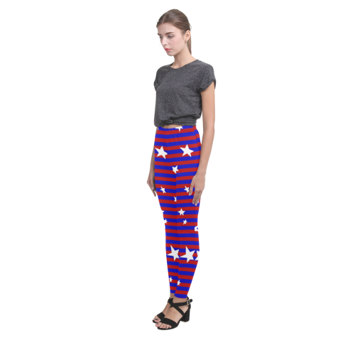 Stars with Blue and Red Stripes Cassandra Women's Leggings (Model L01)