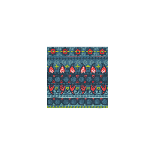 Ethnic Bohemian Blue, Green and Coral Square Towel 13“x13”