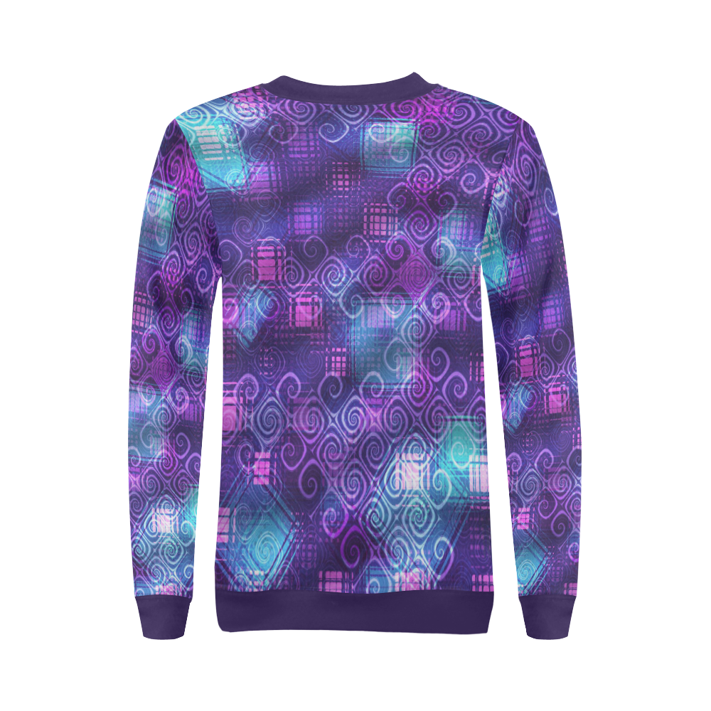 Distressed Punk Spirals and Patches All Over Print Crewneck Sweatshirt for Women (Model H18)