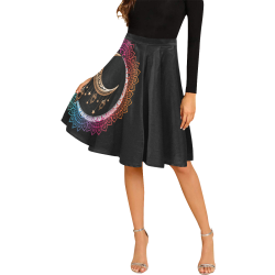 Arabian Night Mandala Melete Pleated Midi Skirt (Model D15)