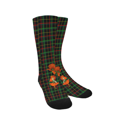 Poppy Elve On Tartan Men's Custom Socks