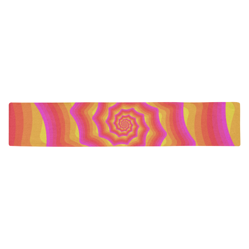 Pink yellow spiral Table Runner 14x72 inch