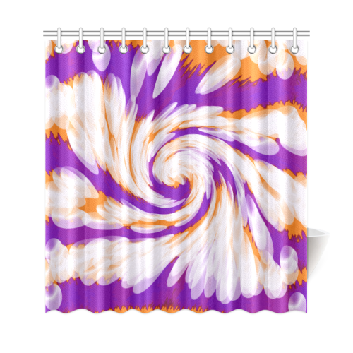 Purple Orange Tie Dye Swirl Abstract Shower Curtain 69"x72"