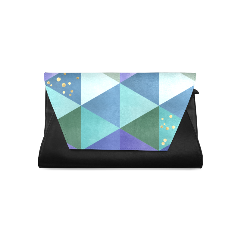 Triangle Pattern - Blue Violet Teal Green Clutch Bag (Model 1630)