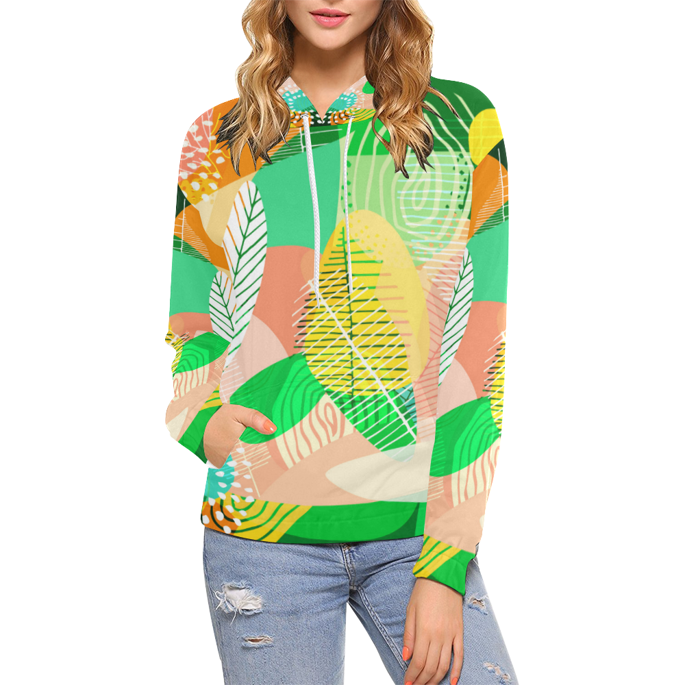 flower pattern All Over Print Hoodie for Women (USA Size) (Model H13)