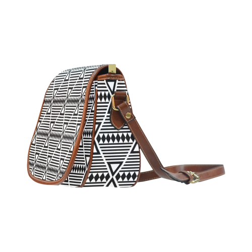 Black Aztec Tribal Saddle Bag/Small (Model 1649) Full Customization