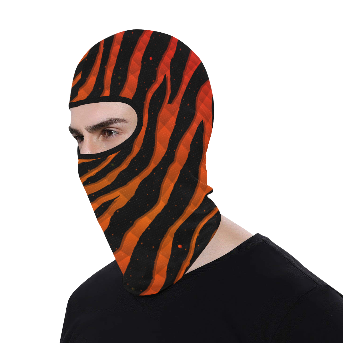 Ripped SpaceTime Stripes - Red/Orange All Over Print Balaclava