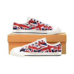 Union Jack British UK Flag Low Top Canvas Shoes for Kid (Model 018)
