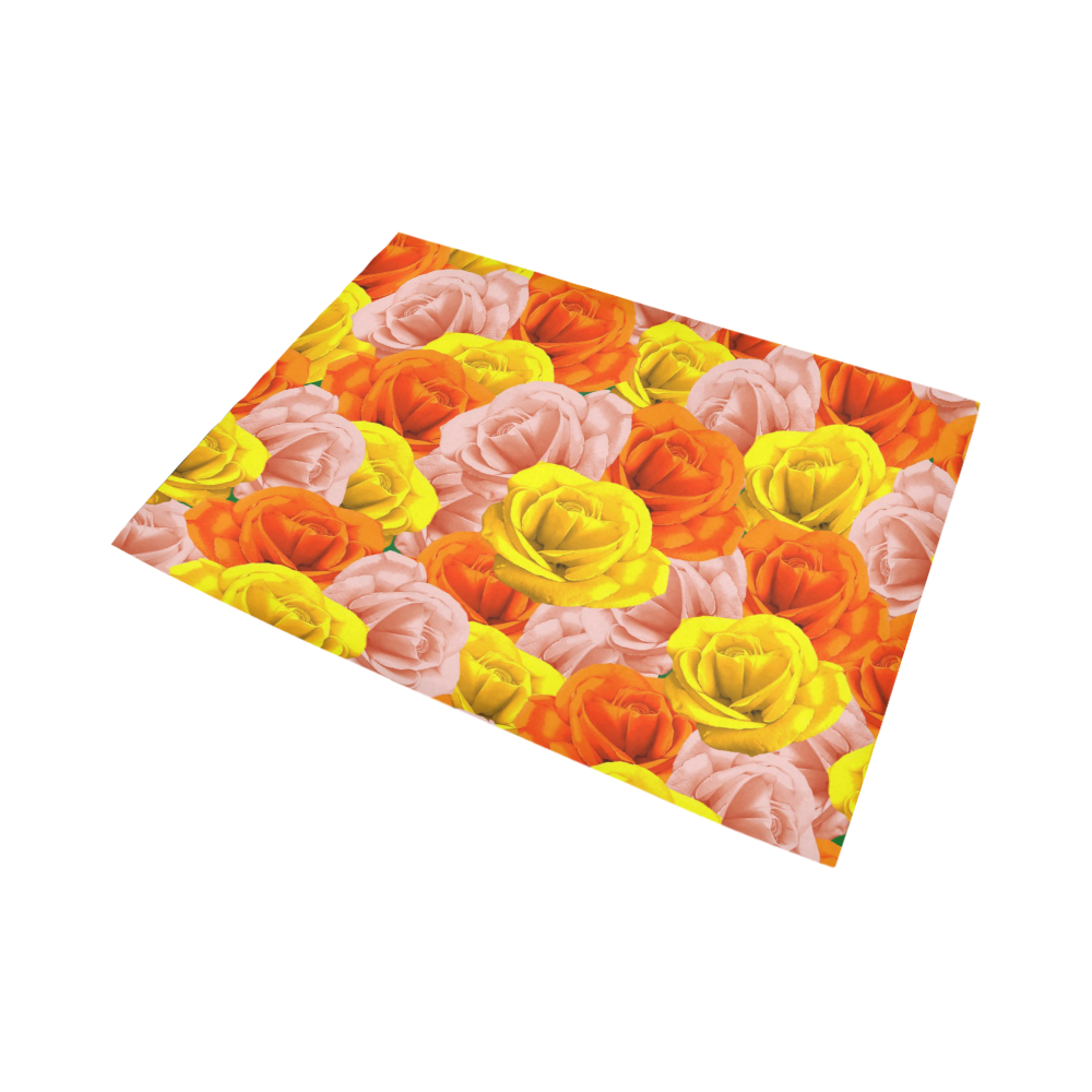 Roses Pastel Colors Floral Collage Area Rug7'x5'