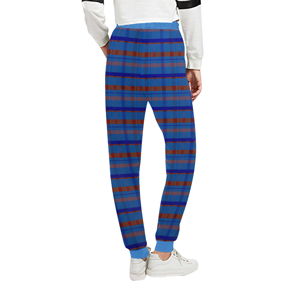 Royal Blue plaid style Unisex All Over Print Sweatpants (Model L11)