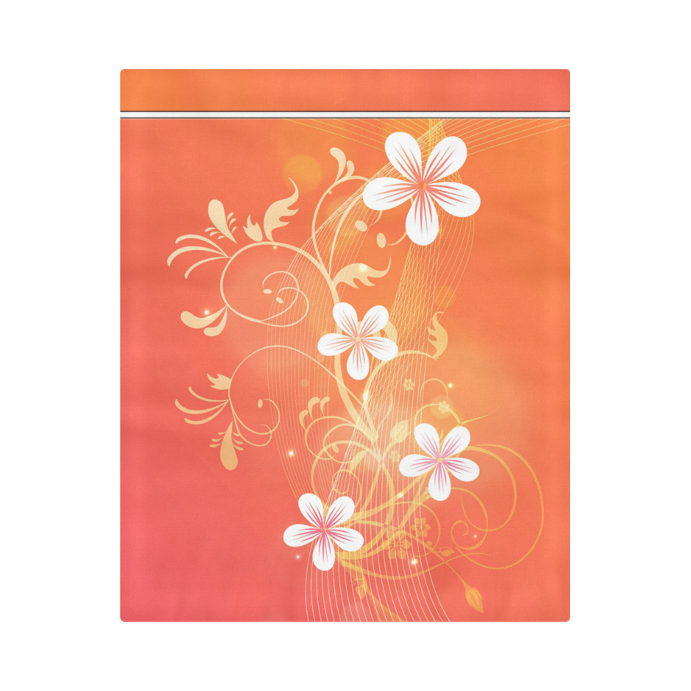 Florals and Flourishes on Gradient Orange Duvet Cover 86"x70" ( All-over-print)