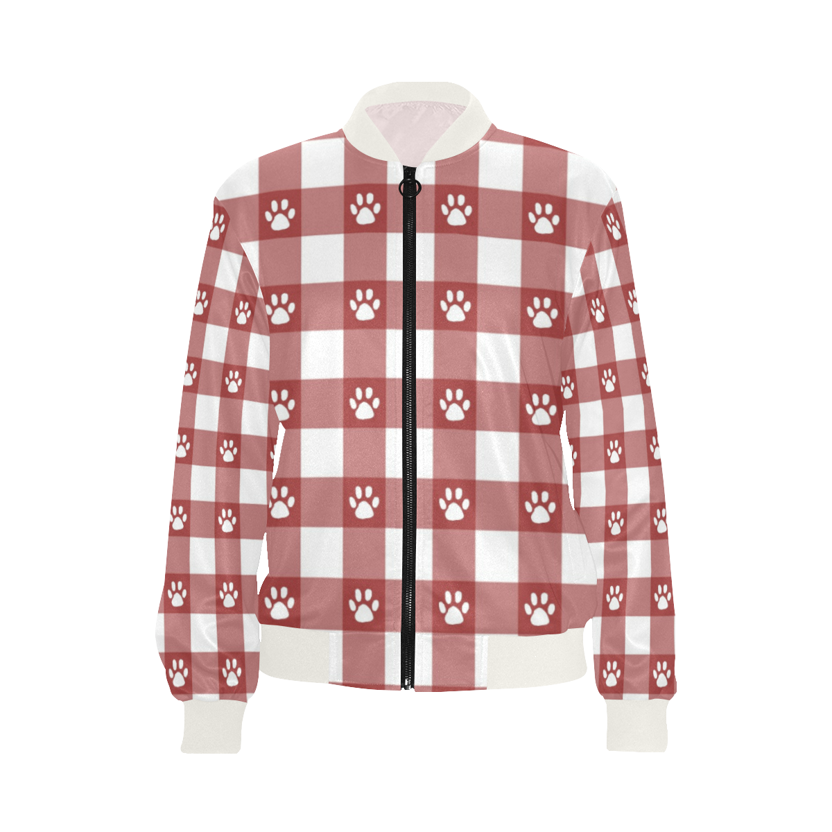 Plaid and paws All Over Print Bomber Jacket for Women (Model H36)