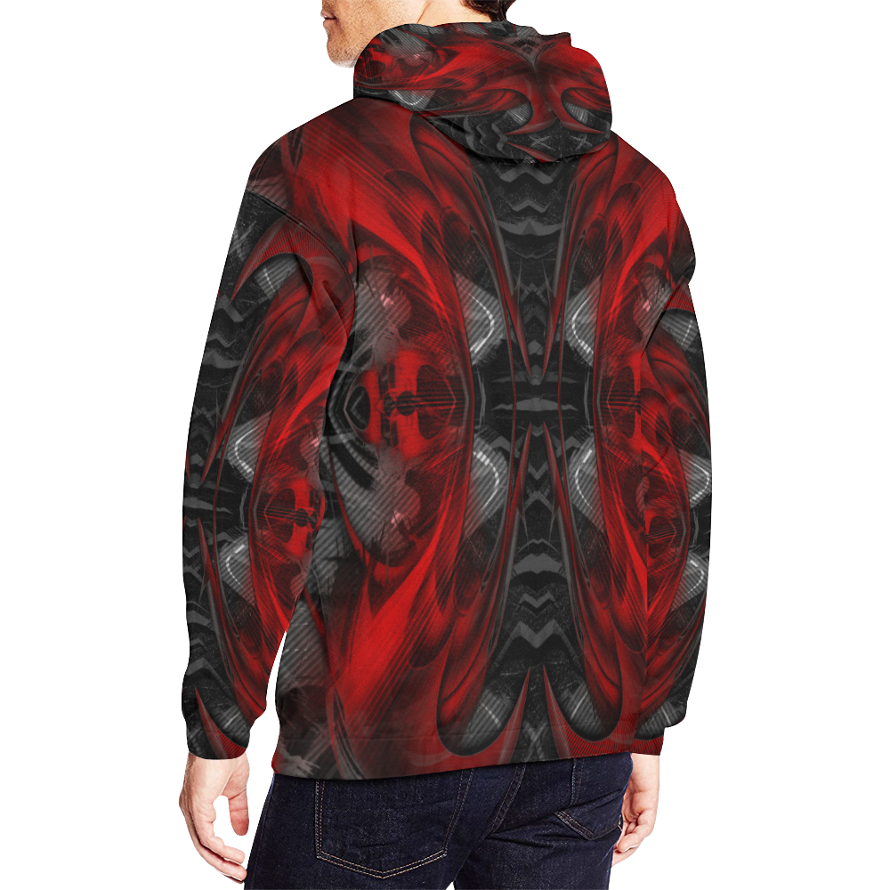 xxsml Red Rave Crew All Over Print Hoodie for Men (USA Size) (Model H13)