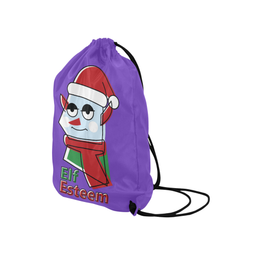 Elf Esteem CHRISTMAS PURPLE Medium Drawstring Bag Model 1604 (Twin Sides) 13.8"(W) * 18.1"(H)
