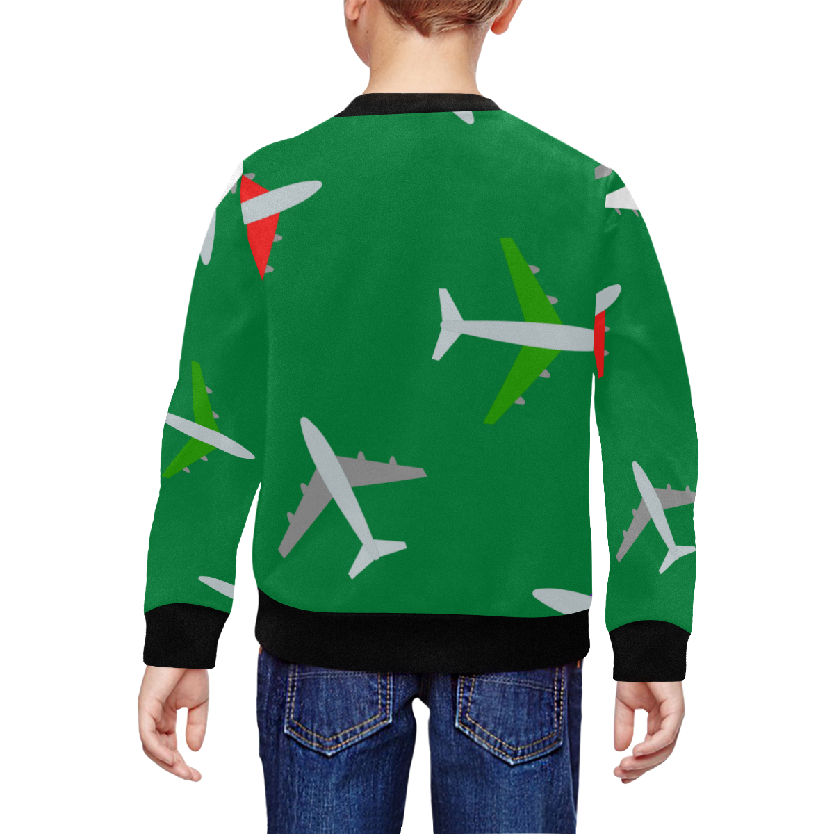 sudadera de niño con diseño de aviones All Over Print Crewneck Sweatshirt for Kids (Model H29)