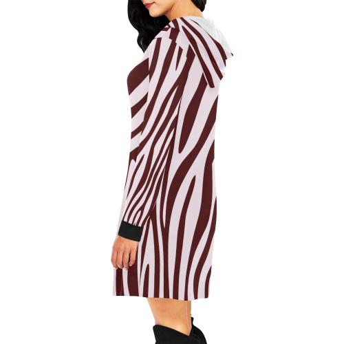 Zebra Print All Over Print Hoodie Mini Dress (Model H27)