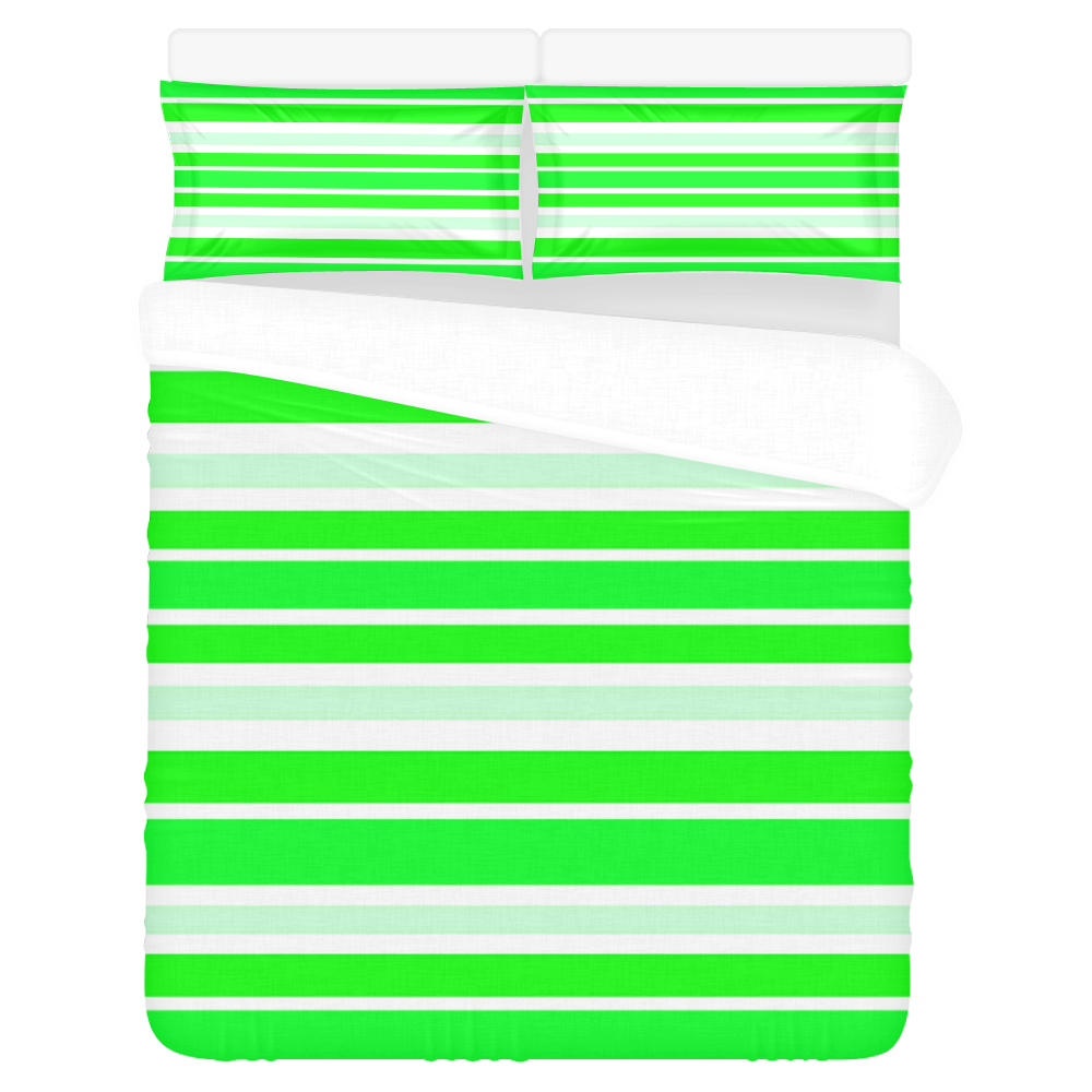 Neon Green Stripes 3-Piece Bedding Set