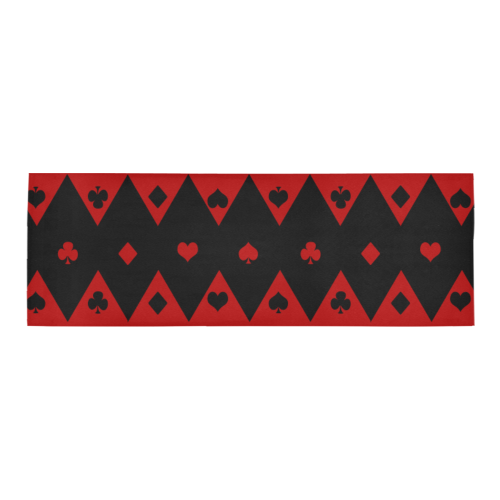 Black Red Play Card Shapes Area Rug 10'x3'3''