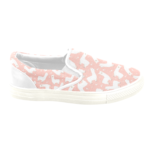 Pink Llama Pattern Slip-on Canvas Shoes for Men/Large Size (Model 019)