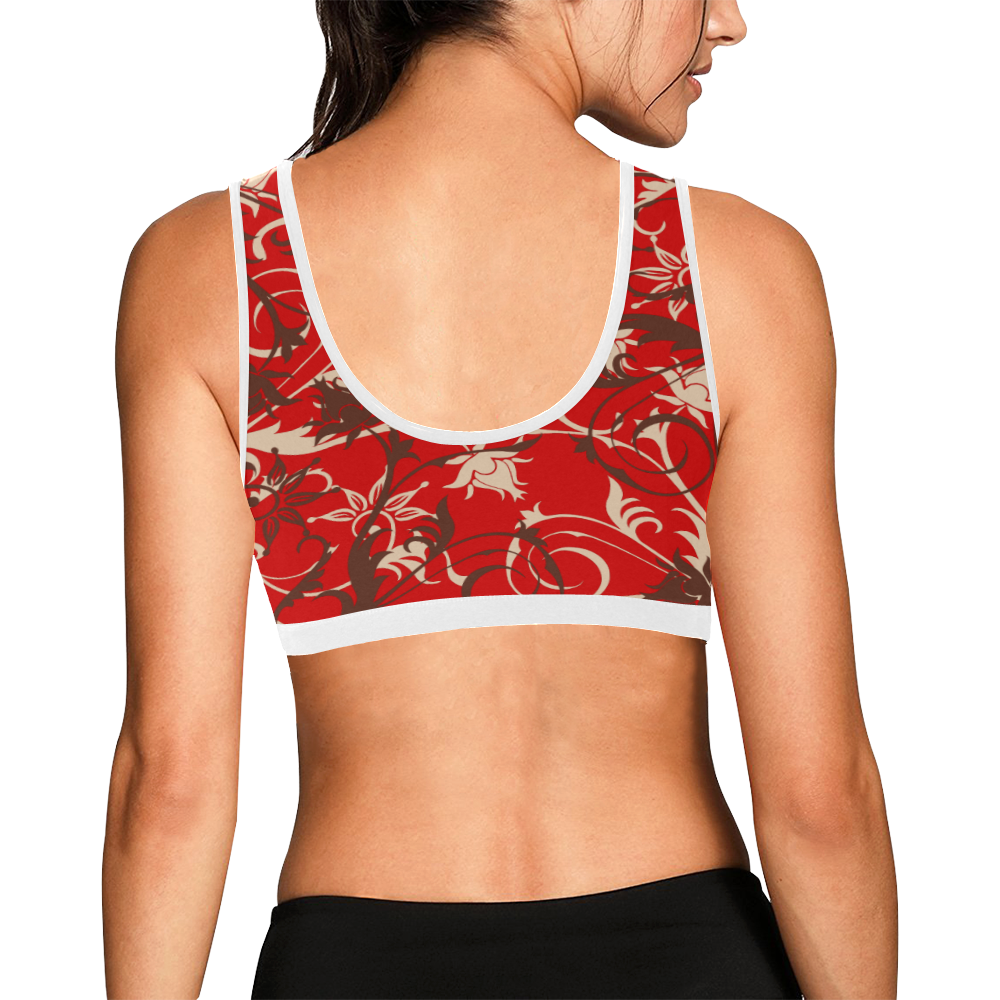 plants and flowers red Women's All Over Print Sports Bra (Model T52)
