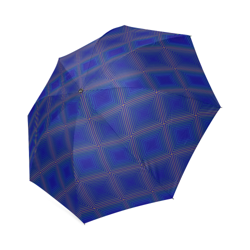Royal blue golden multicolored multiple squares Foldable Umbrella (Model U01)