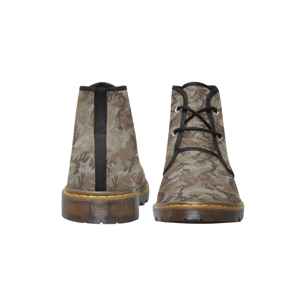 Woodland Desert Brown Camouflage Women's Canvas Chukka Boots/Large Size (Model 2402-1)