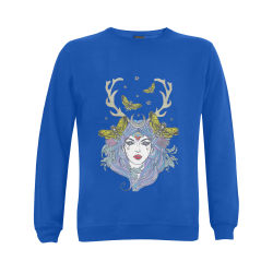 Goddess Sun Moon Earth Blue Gildan Crewneck Sweatshirt(NEW) (Model H01)