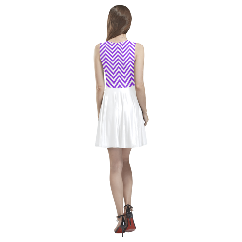 Purple lines Thea Sleeveless Skater Dress(Model D19)