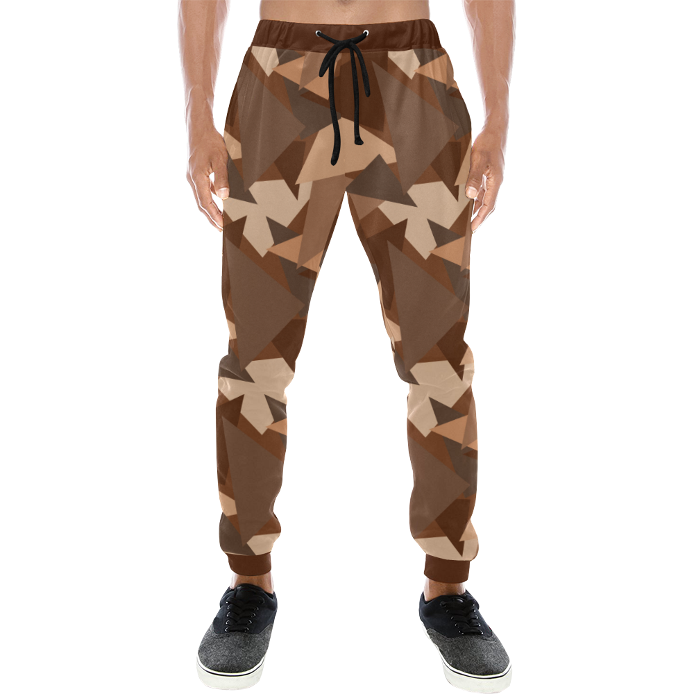 Brown Chocolate Caramel Camouflage Men's All Over Print Sweatpants (Model L11)