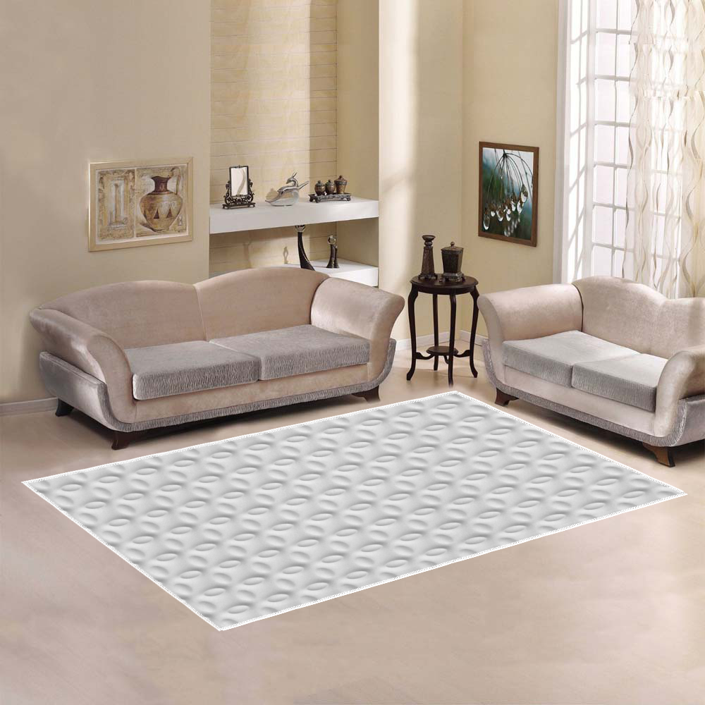 White ellipses embossed abstract Area Rug7'x5'