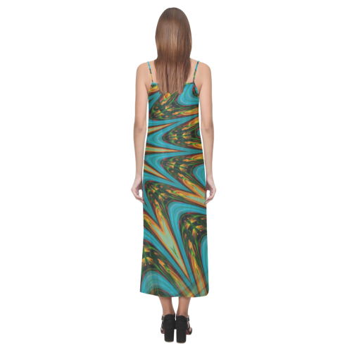 :Emerald Mandala: V-Neck Open Fork Long Dress(Model D18)