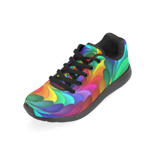 RAINBOW CANDY SWIRL Women's Running Shoes/Large Size (Model 020)